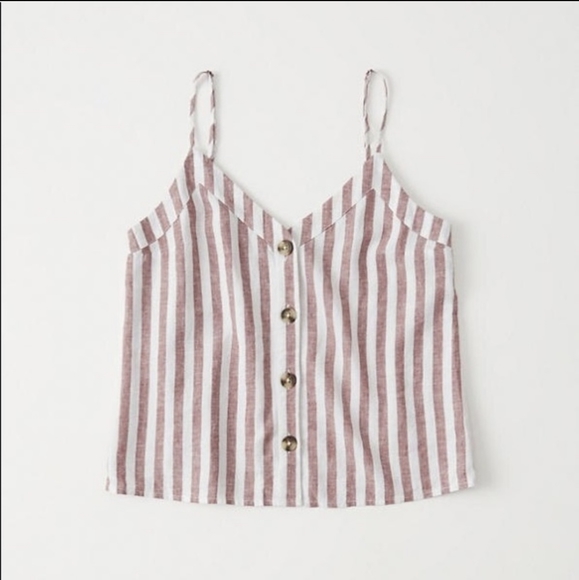 Abercrombie & Fitch Tops - Abercrombie Pink and White Striped Tank Top Size S